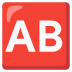 Großbuchstaben AB in rotem Quadrat