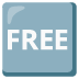 Wort „Free“ in blauem Quadrat