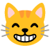 grinsende Katze mit lachenden Augen