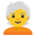 Person: weißes Haar