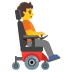 Person in elektrischem Rollstuhl nach rechts
