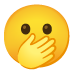 Gesicht mit offenen Augen und Hand über dem Mund