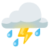 Wolke mit Blitz und Regen